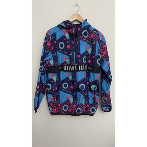 Reason Brand Pullover Windbreaker 1/4 Zip AOP Abstract Colorful Geometric Medium